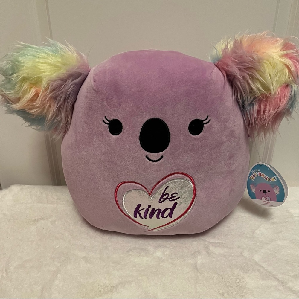 Squishmallow Renate Purple Koala 🐨, Rainbow Fury Ears, Inspirational, 12” New